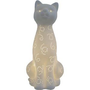 White Porcelain Animal Shaped Table Lamp, Kitty Cat